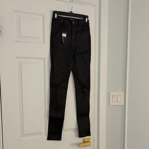 SHEIN Black Leopard Print Skinny Jeans